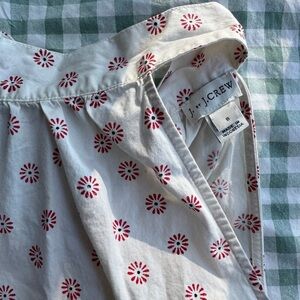 J.Crew White High Neck Shirt with Red Floral Pattern